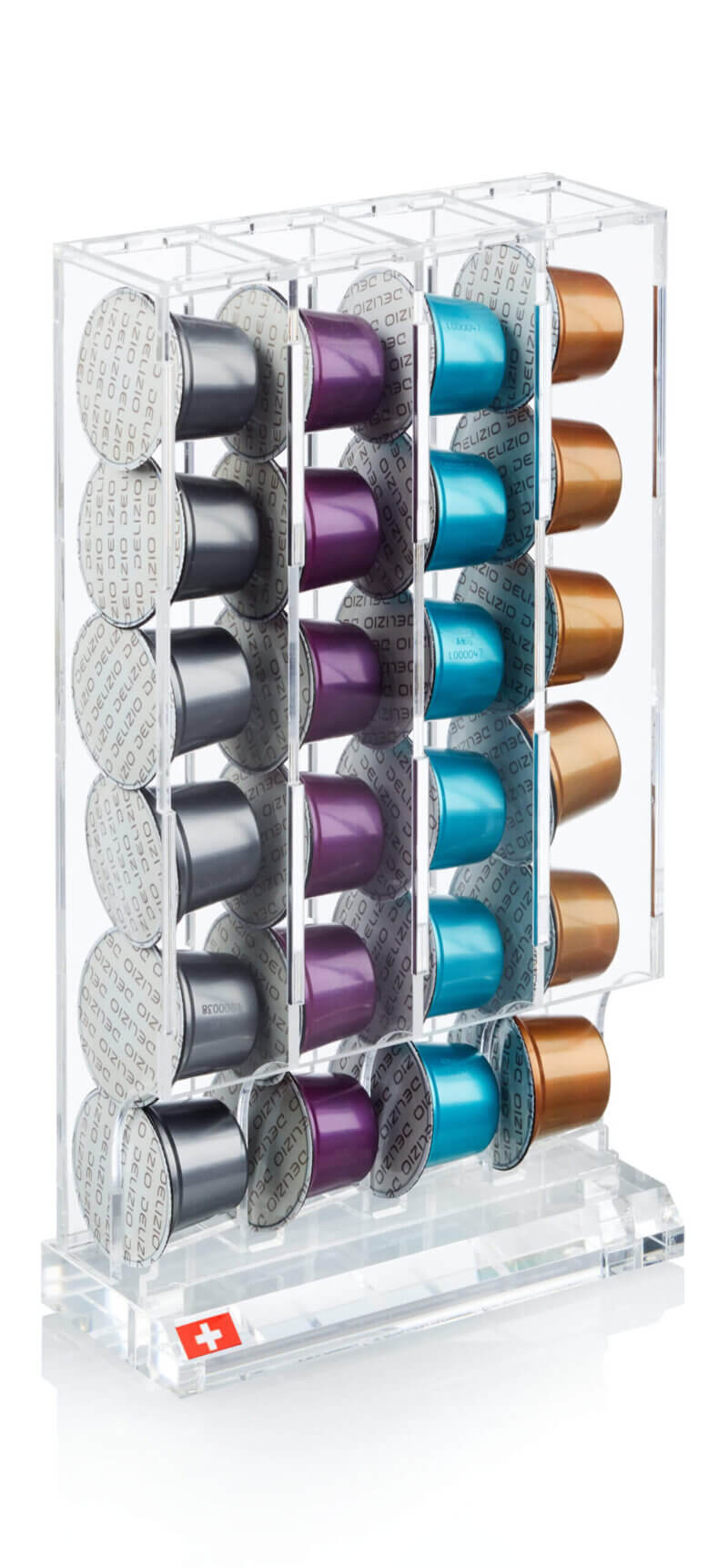 Delizio Kaffeekapsel Spender aus premium Acrylglas für 24 Kapseln / Migros