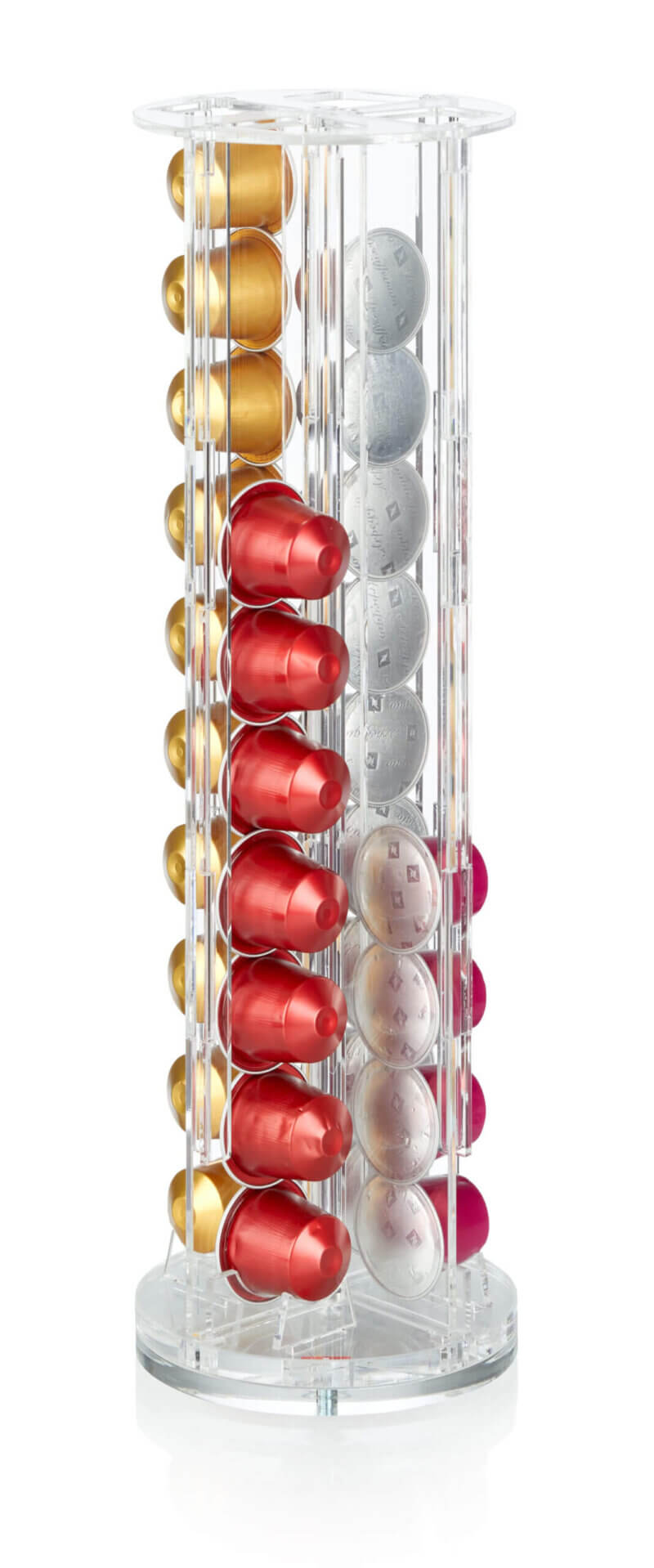 Nespresso Classic Kaffeekapsel Spender drehbar aus premium Acrylglas für 40 Kapseln